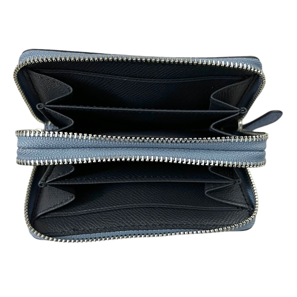 NWT Coach Double Zipper Coin/ Credit Card Wallet Dusk Blue Sparkle - Picture 2 of 5